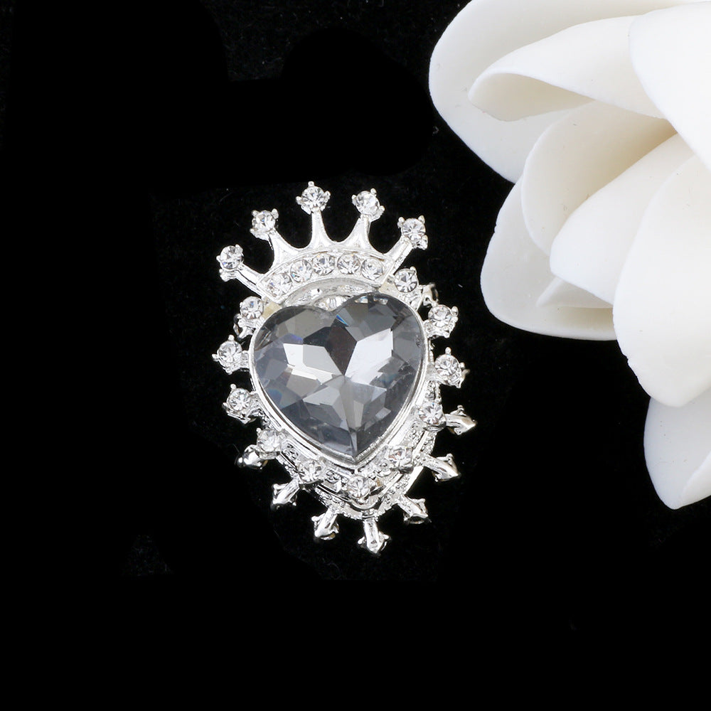 Heart Crown Rhinestone Beads Fancy Faceted Circle Badge 10pcs 11