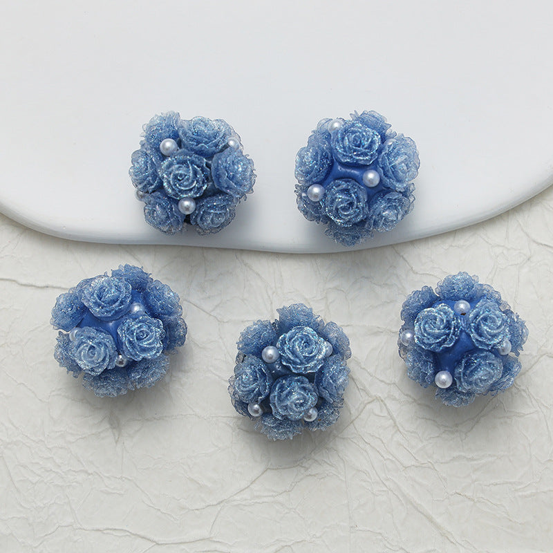 Embellished Flower Cluster Clay Beads 20mm Gradient Rose 10pcs 32
