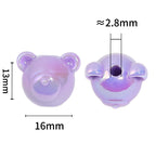 UV Plating Teddy Bear Head Acrylic Beads 16mm Iridescent Pastel 50pcs 3
