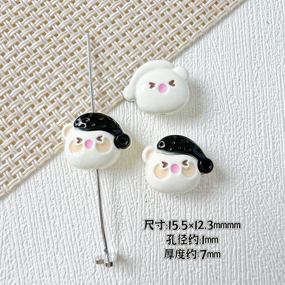 Baking Painted Teddy Bear and Flowerpot Metal Beads 15mm 10pcs 14