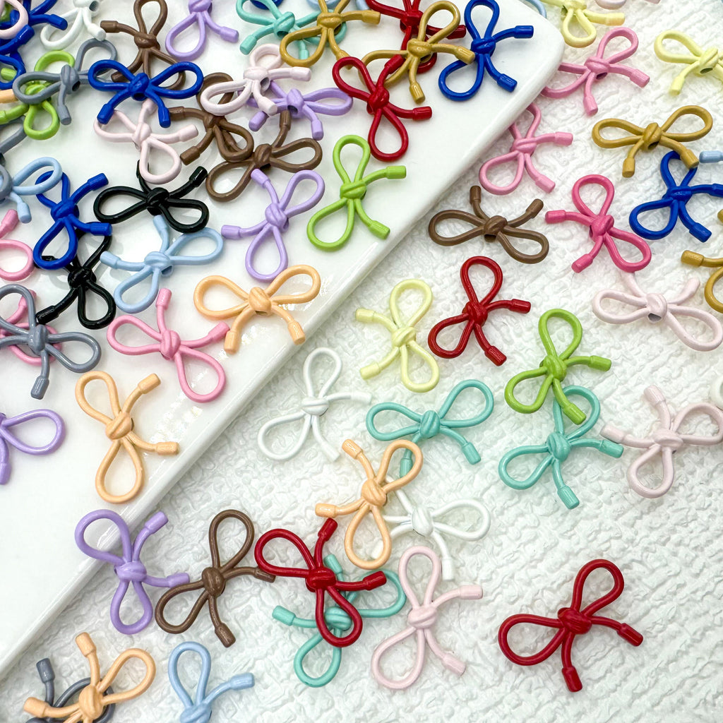 Hollow Bow Metal Beads 13x12mm Glossy Baking Painted Alloy 20pcs 3