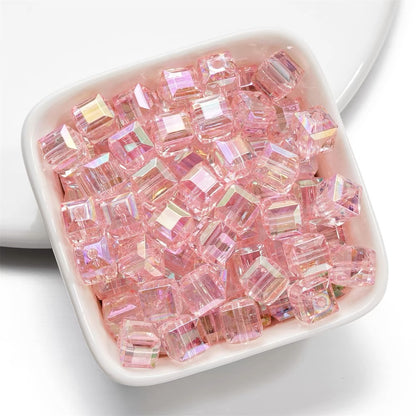 Clear Cubic Acrylic Beads 8mm Faceted Pastel Square 30pcs 9