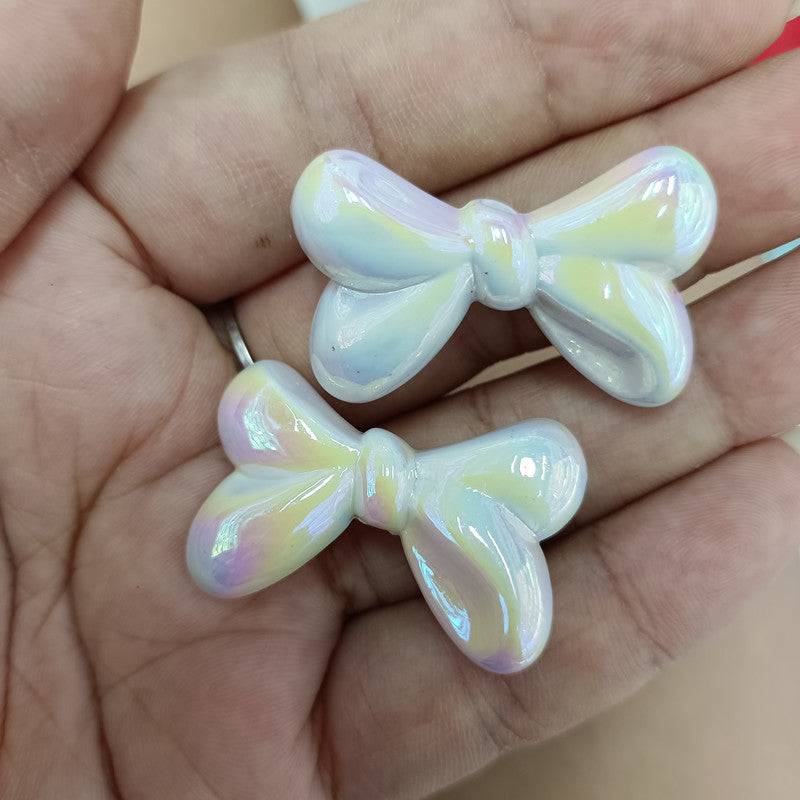 Glow Bow Acrylic Beads 23x35mm Plated Colorful 100pcs 6