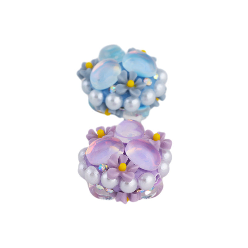 Cat Eye Bubblegum Beads 16mm Triple Flower Cluster Pastel 6pcs 5