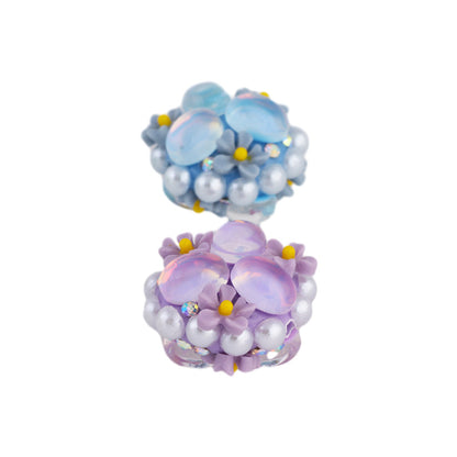 Cat Eye Bubblegum Beads 16mm Triple Flower Cluster Pastel 6pcs 5