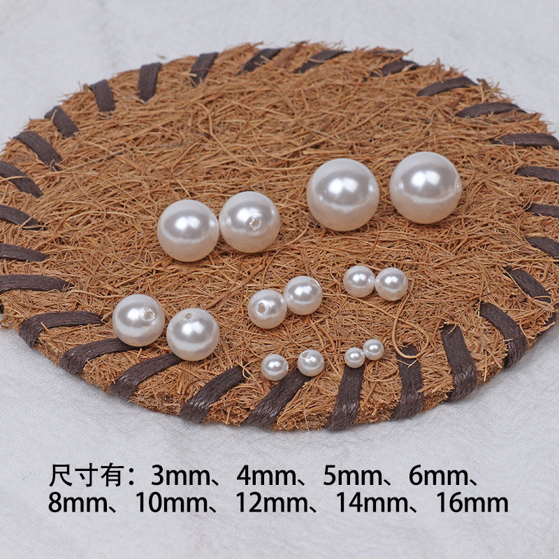 Pearl Round Glass Beads 3-16mm Imitation Ivory Smooth 50pcs 2
