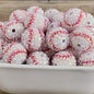 Rhinestone Bubblegum Beads 20mm White Baseball Print 5pcs
