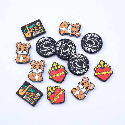 Silicone Focal Beads Cartoon Squirrel Circle Cowboy Hat 20pcs 3