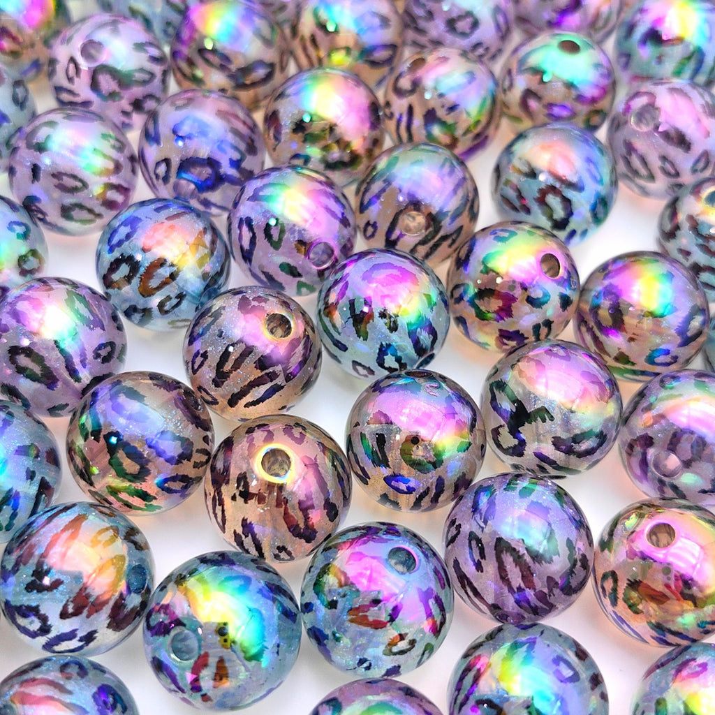 Glow In The Dark Leopard Print Acrylic Beads 16mm Plated 20pcs 4
