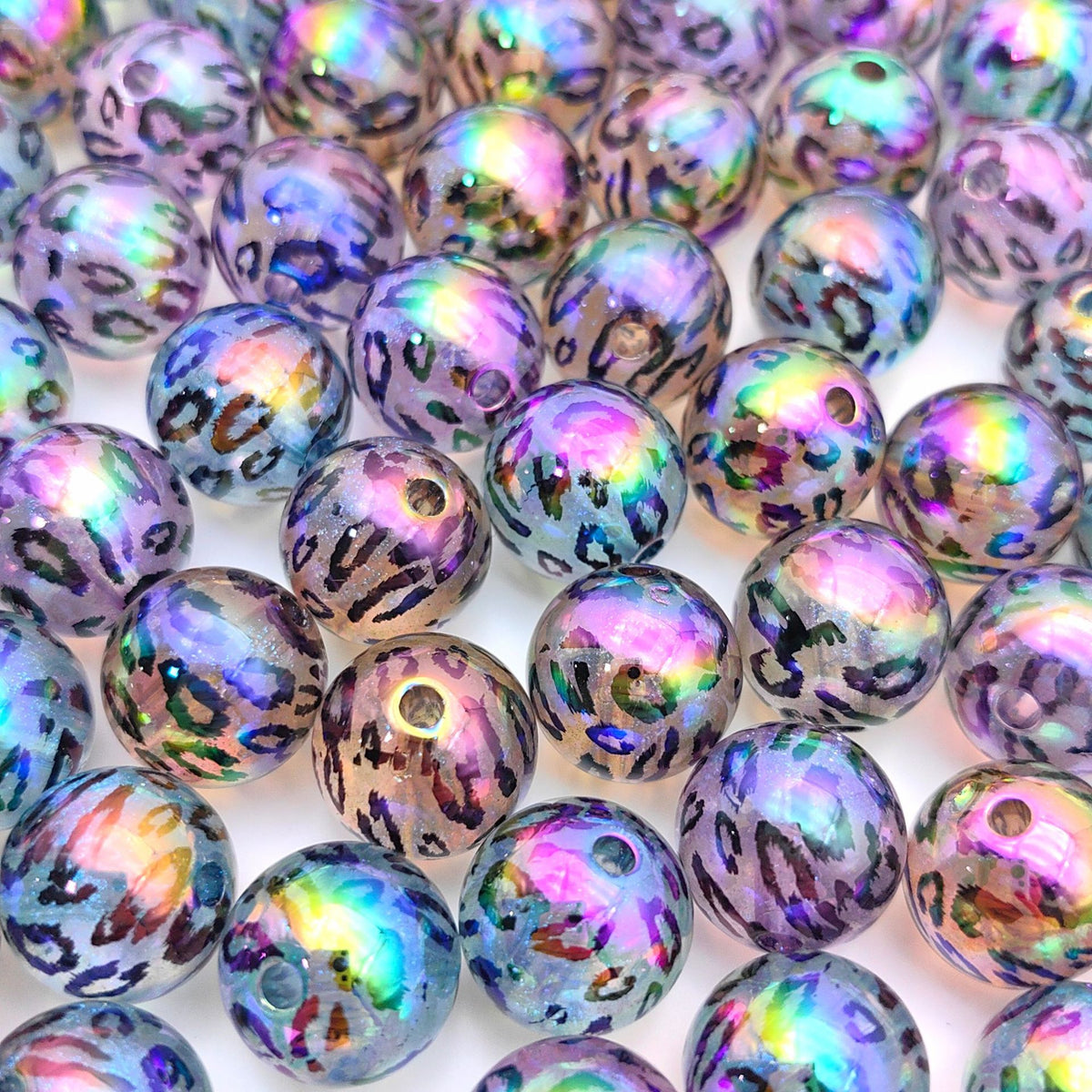 Glow In The Dark Leopard Print Acrylic Beads 16mm Plated 20pcs 4