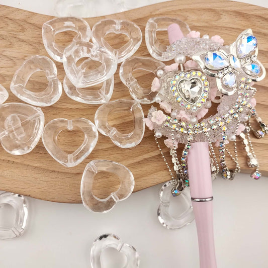 Clear Heart 26mm Acrylic Bead Frame Transparent 40pcs