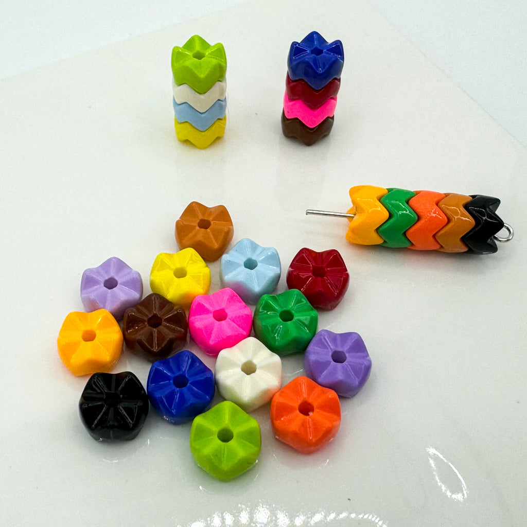 Acrylic Zigzag Spacer Beads 9mm Dopamine Colored Baking Painted 40pcs