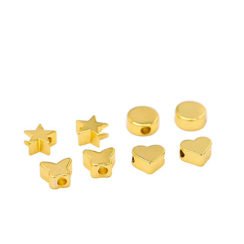 Brass Flat Metal Beads Gold Tone Butterfly Star Heart Circle 50pcs 4