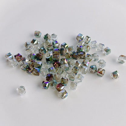 Geometric Square Glass Beads 5mm Transparent Perforated 10pcs 8