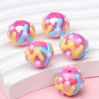 Painted Acrylic Beads 16mm Cream Colored Textured Pastel Doodles 10pcs 4