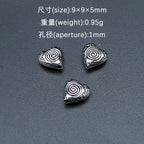 Heart Metal Beads 9mm Vintage Spiral Pattern Antique Silver Tone 200pcs 2