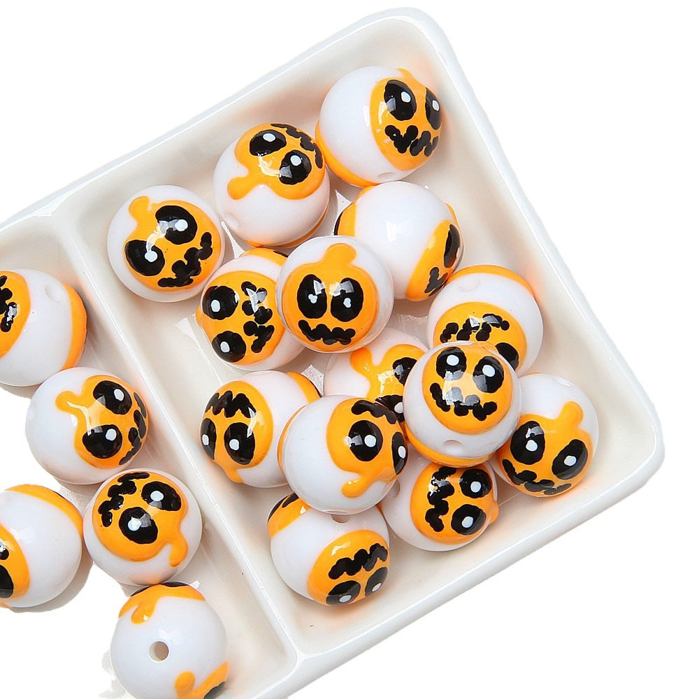 Hand-Painted Halloween Pumpkin Ghost Acrylic Beads 16mm 4