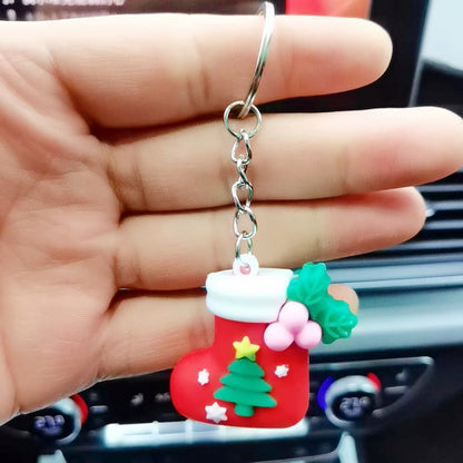 Silicone Christmas Snowman Keychain Cartoon Holiday Characters 12