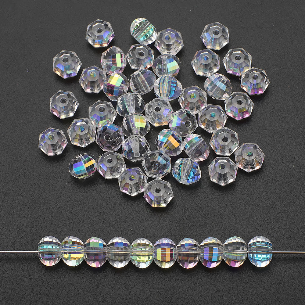 Glass Faceted Spacer Beads 8mm Plating Metallic Color 60pcs 28