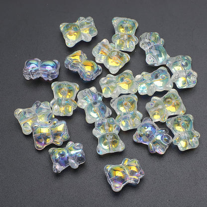 Electroplated Bear Glass Beads 12mm 14mm Mixed Metallic Colors 20pcs 8