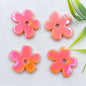 Flat Five-petal Flower Ceramic Beads 36mm Colorful Glazed 10pcs 9