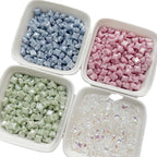 Lampwork Glass Beads Irregular Square 6mm Light Pastel Colors 10pcs 5