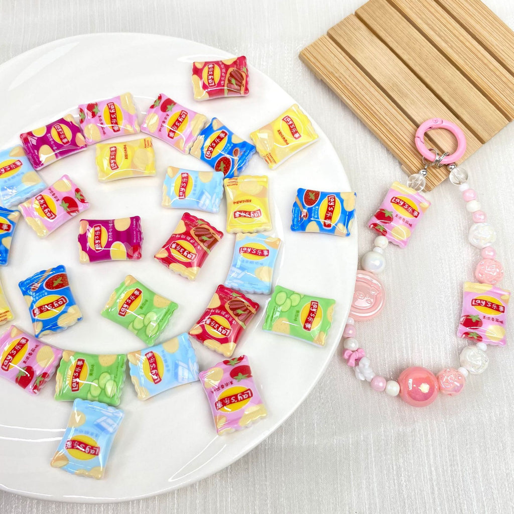 Square Acrylic Beads 26mm Chip Bags Colorful Mixed 50pcs