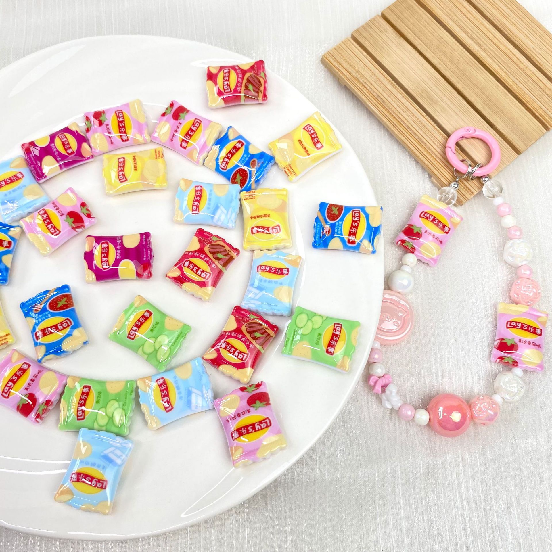 Square Acrylic Beads 26mm Chip Bags Colorful Mixed 50pcs