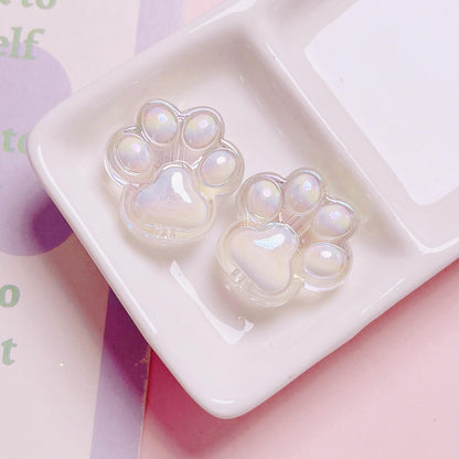 Transparent Cat Claw Acrylic Beads 26mm UV Plating 5pcs 13