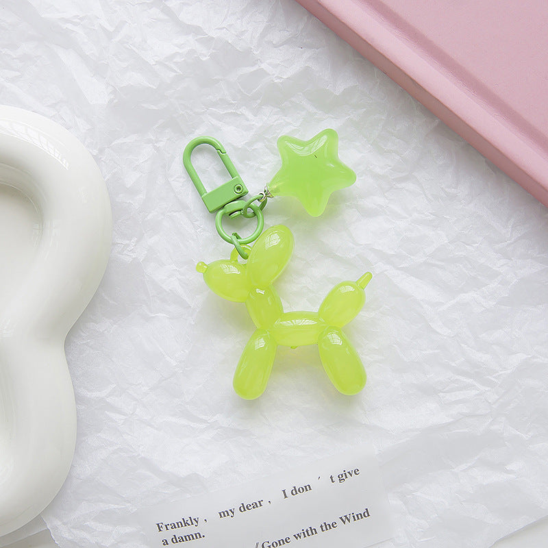 Acrylic Balloon Dog Keychain with Pentagram Star Charm Lilac 4