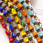 Hand Painted Polka Dot Christmas Tree Lampwork Glass Beads 19mm 4pcs 2