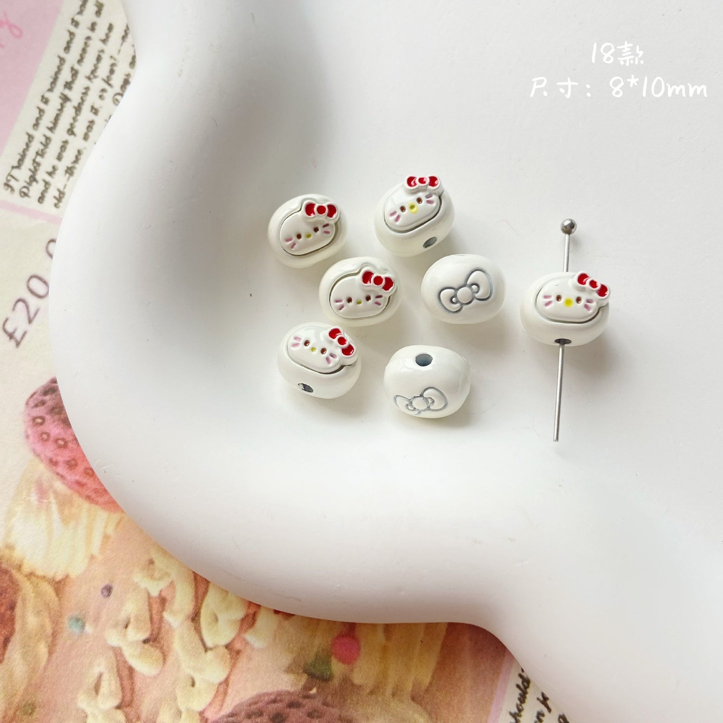 Character Metal Beads 17mm Hello Kitty Doll Head & Stamp Alloy 10pcs 19