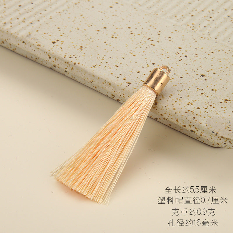Colorful Polyester Fringe Tassel Keychain with Golden Cap 55mm 50pcs 18