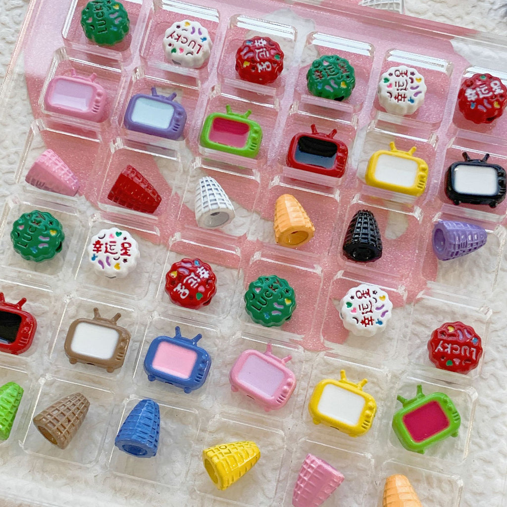Cupcake and TV Metal Beads Painted Colorful Alloy 20pcs