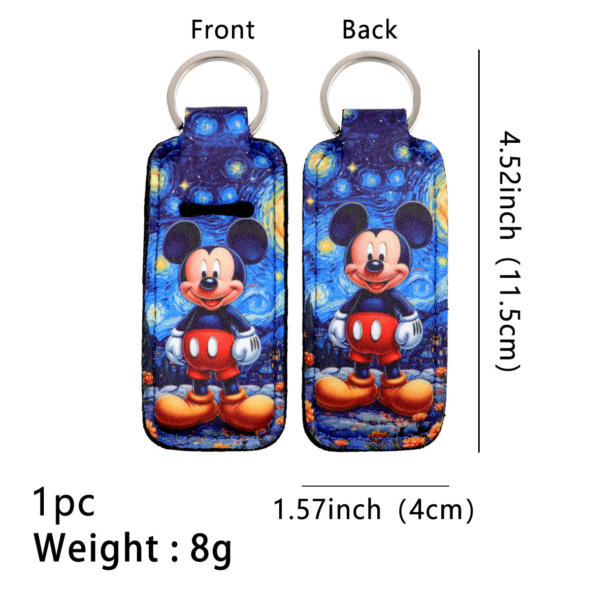 Cartoon Character Chapstick Holder Keychain Neoprene Colorful 8pcs 14