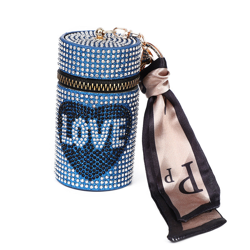 Rhinestone Love Heart Coin Purse Keychain with Scarf Accent 2