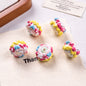 Hand Painted Cake Acrylic Beads 18mm Glossy Pastel Enamel 5pcs 7