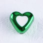 Metal Dual Color Heart Acrylic Beads 15mm Shiny Hollow 50pcs 13