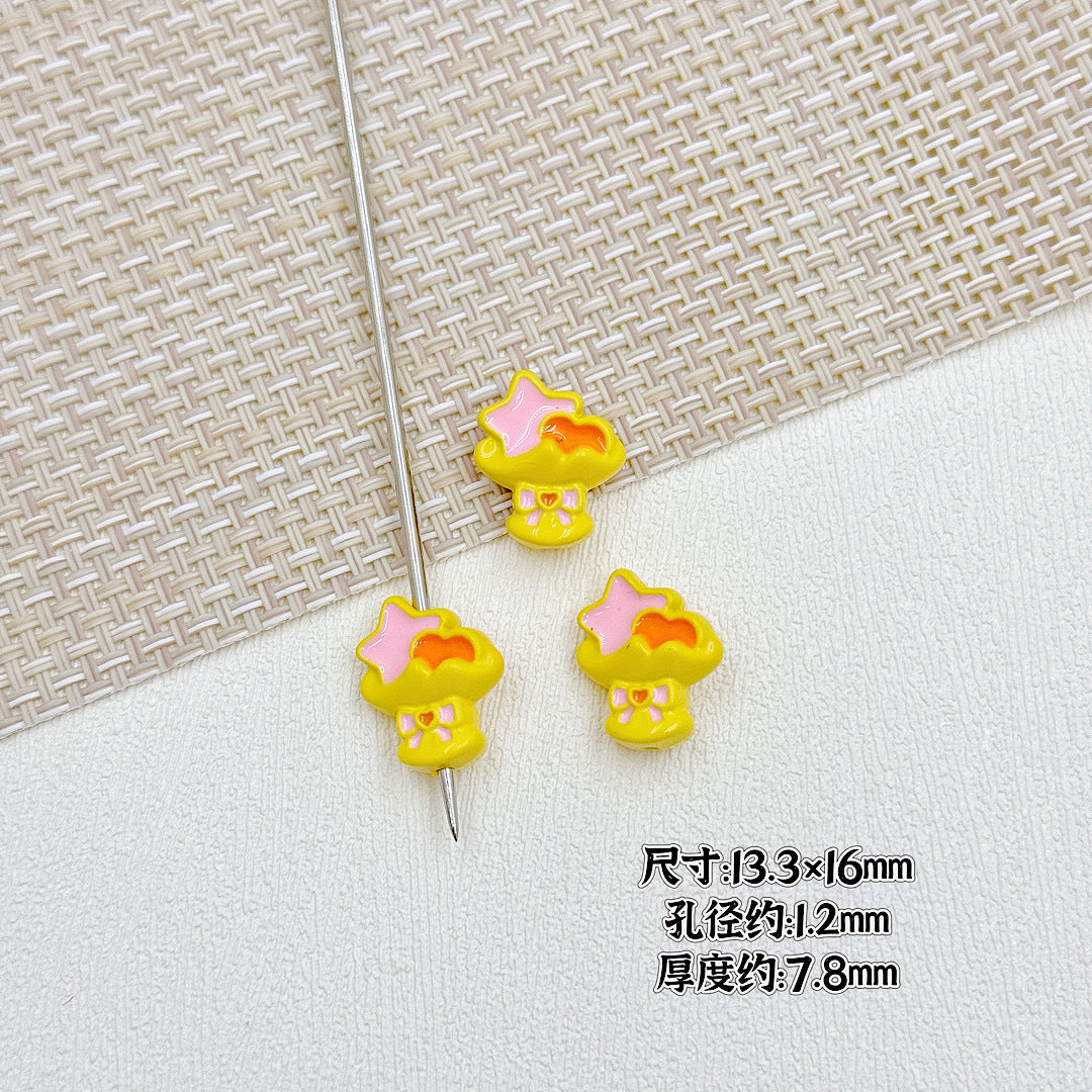 Bouquet and Heart Gift Box Metal Beads 13mm 16mm Pastel Painted 10pcs 8