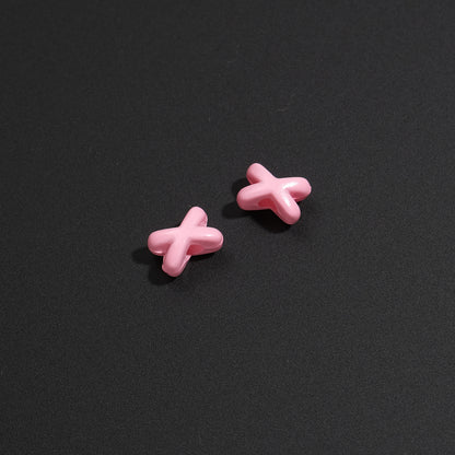 Baking Painted X Acrylic Beads 8mm Glossy Colorful 100pcs 16
