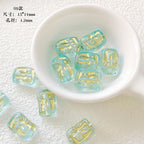 Vintage Flower Oval Acrylic Beads Transparent Gold Accents 1pc 11