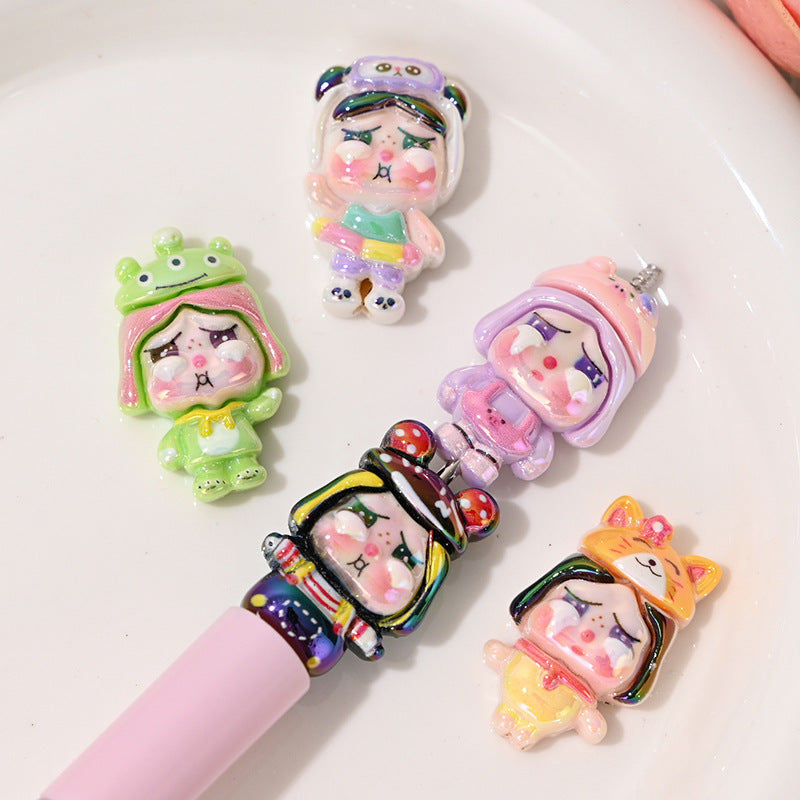 UV Plating Costume Resin Beads 30mm Crybaby Characters 10pcs 2