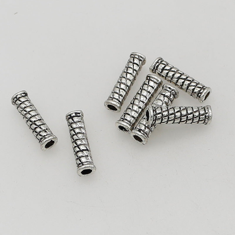 Tube Metal Beads 14mm Tibetan Silver Tone Cabled Pattern 1pc 4