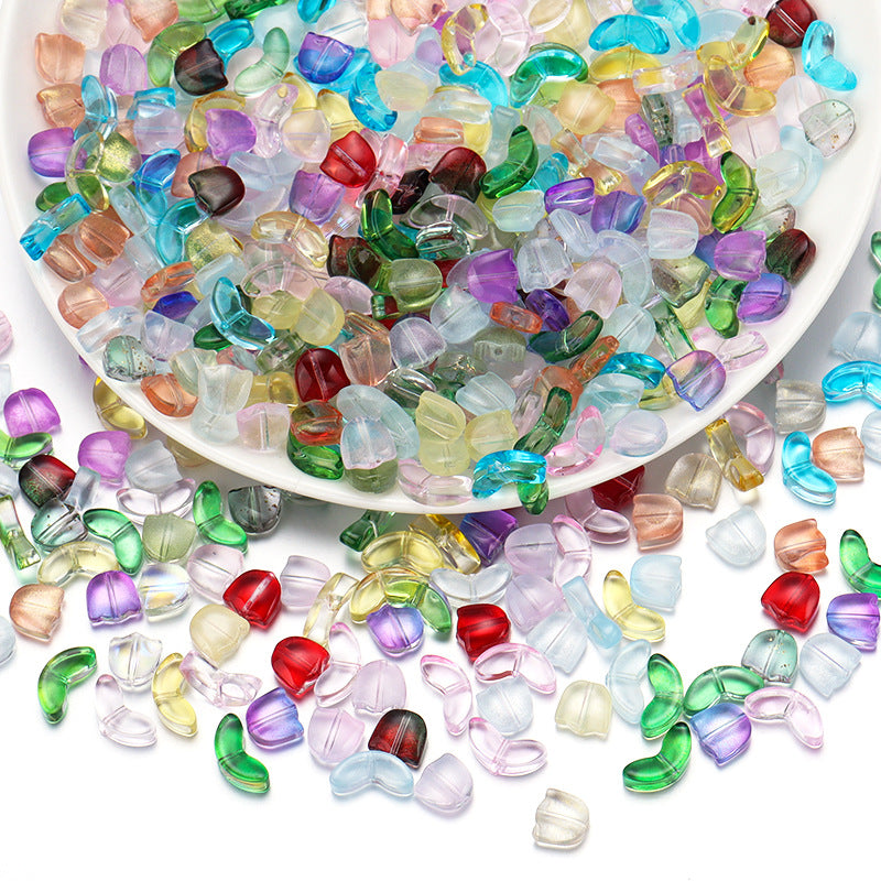 Czech Glass Beads Tulip Petals And Leaves Vintage Frosted 9mm 200pcs 2