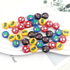 Flat Round Acrylic Beads 17mm Mario Print Colorful 50pcs 3