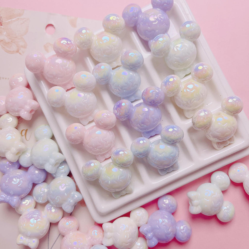 Glow Acrylic Mickey Head Acrylic Beads 28mm Pastel Glow 5pcs 2