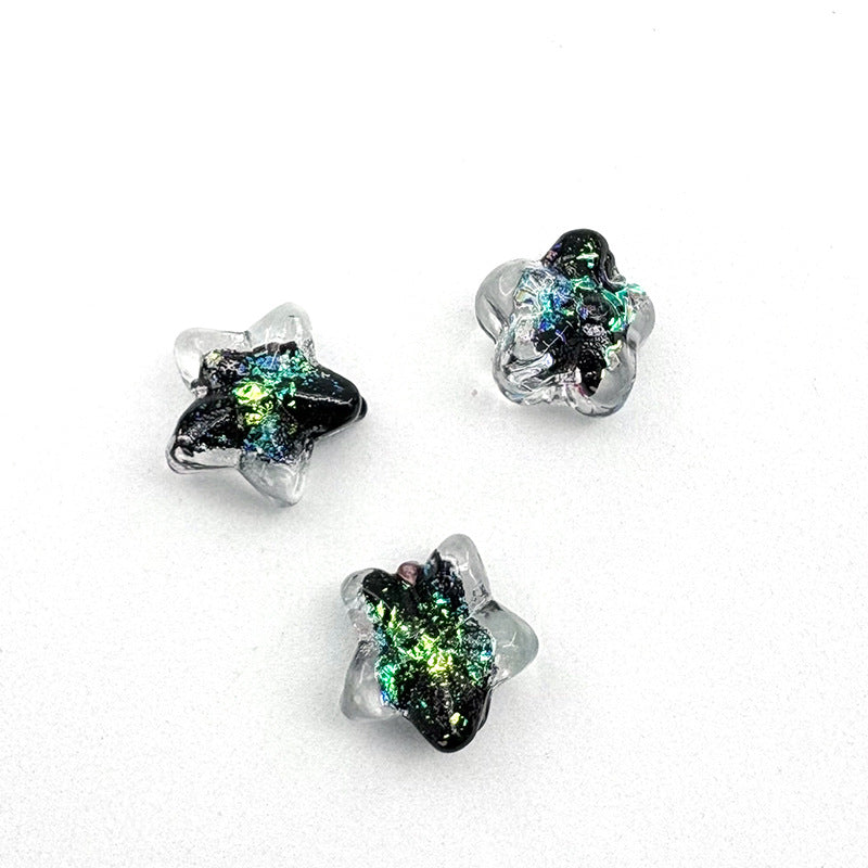 Lampwork Glass Beads Star Pattern Geometric Shapes Celestial 10pcs 4