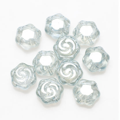 Electroplated Rose Glass Beads 16mm Transparent Iridescent 20pcs 11