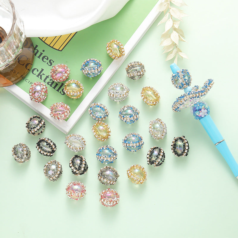 Bubblegum Oval Rhinestone Beads 16mm Chunky Acrylic 10pcs
