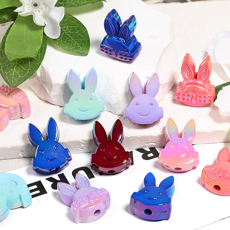 UV Plating Rabbit Acrylic Beads 24x18mm Punk Glossy Mixed 50pcs 4